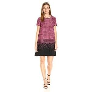 CeCe Pullover Short Sleeve Multi Color Ombre Tweed Shift Dress Size 4